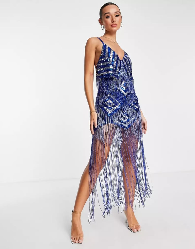 ASOS Luxe Strappy Embellished Fringe Mini Dress