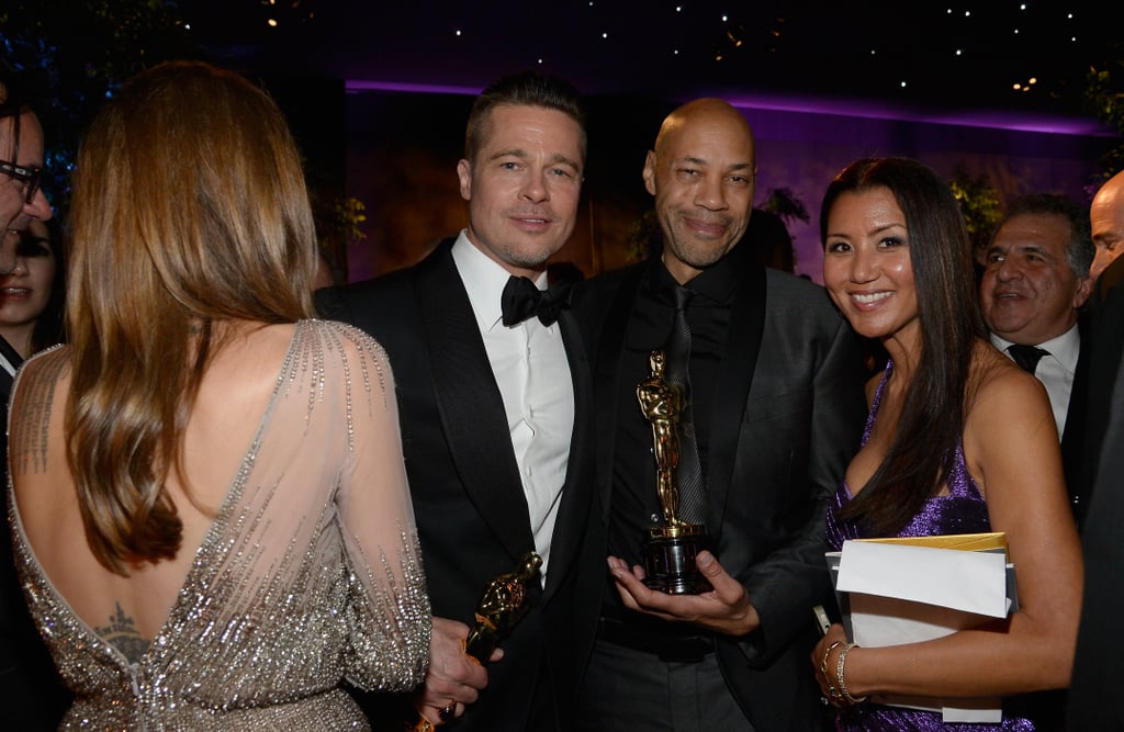 Brad Pitt mingled with 12 Years a Slave screenwriter John Ridley and Gayle Ridley.