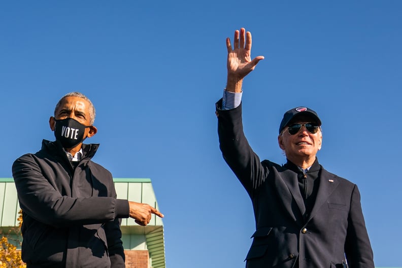 Barack Campaigning For Joe Biden in the Jacket