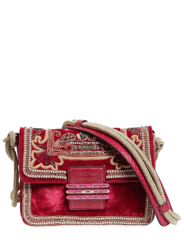 Etro Embroidered Velvet Shoulder Bag