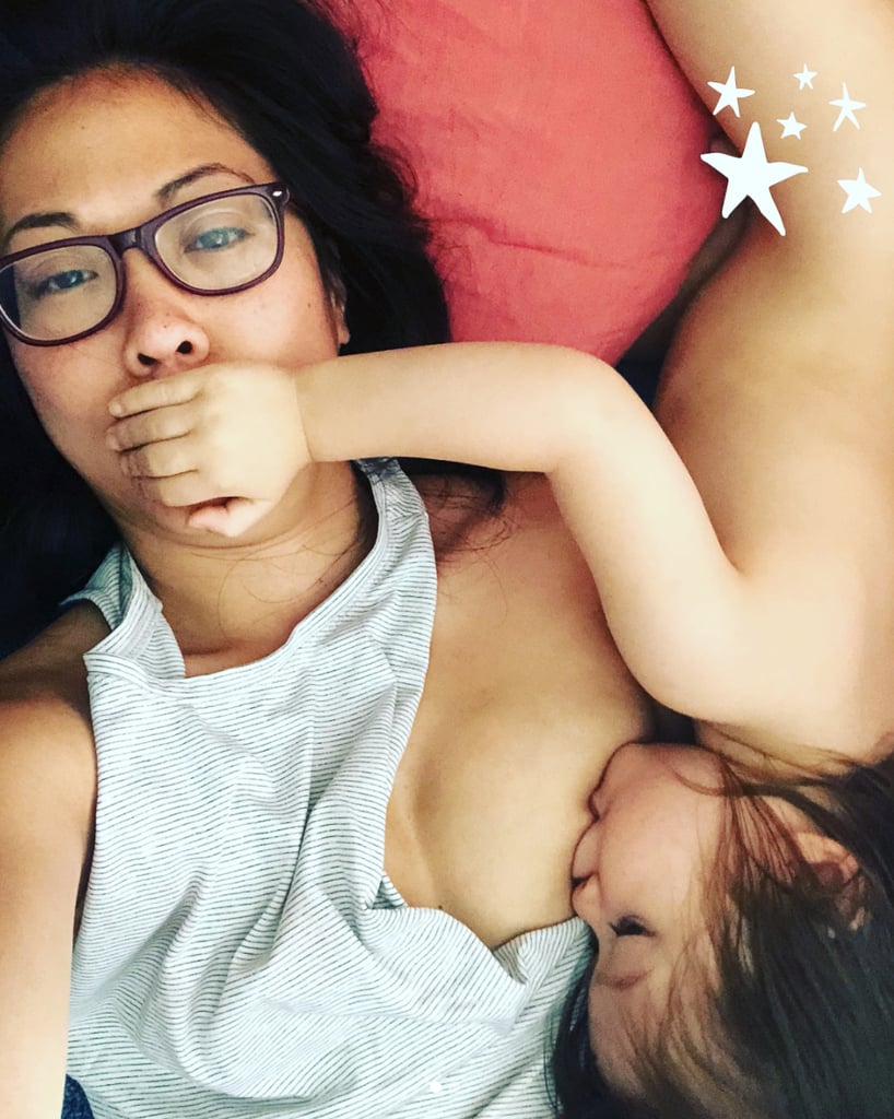 "Though he won't remember any of this, I hope he will always remember the feeling of safety and comfort from when he would lay in my arms and listen to my heart through my chest. As much as I am an advocate for breastfeeding, if that's what the mama-baby dyad chooses is best for them, I would be straight up full of sh*t if I said it was easy. Well, maybe it is, but it wasn't and hasn't been the easiest journey with either babe. 
Being 'touched-out' after mothering all day, after giving up any semblance of personal space to a small human that can't really grasp the concept, has been hard for me to accept. But alas, we are still here. When I think about the first several years, sometimes I feel guilty that I couldn't 'give' or 'be present' as much, so I guess this time around, as a SAHM, I try to be more mindful and giving, and for me, that includes continuing to nurse and enjoy these quiet moments . . . thankfully, Netflix exists for when I'm trapped with a cranky-pants toddler." — Anna (and "Little G," 25 months)