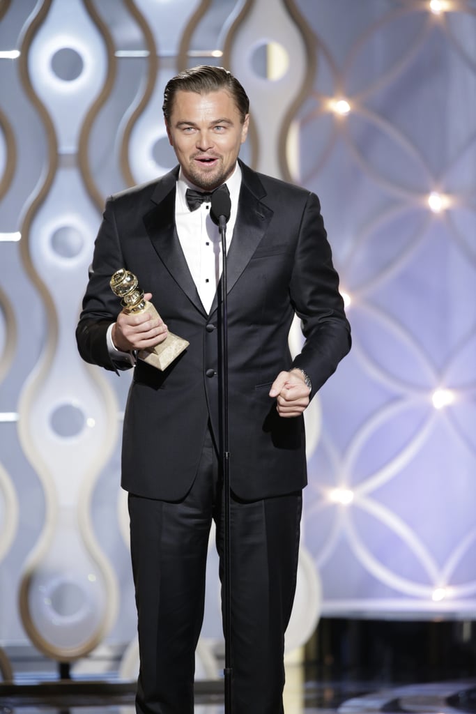 Leo took the stage to accept his best actor statue.