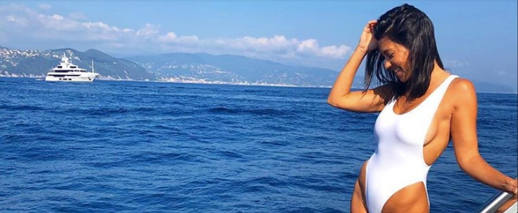Kourtney Kardashian White Swimsuit in Italy 2018