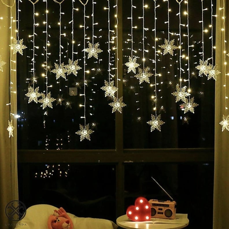 LED Snowflake Curtain String Lights