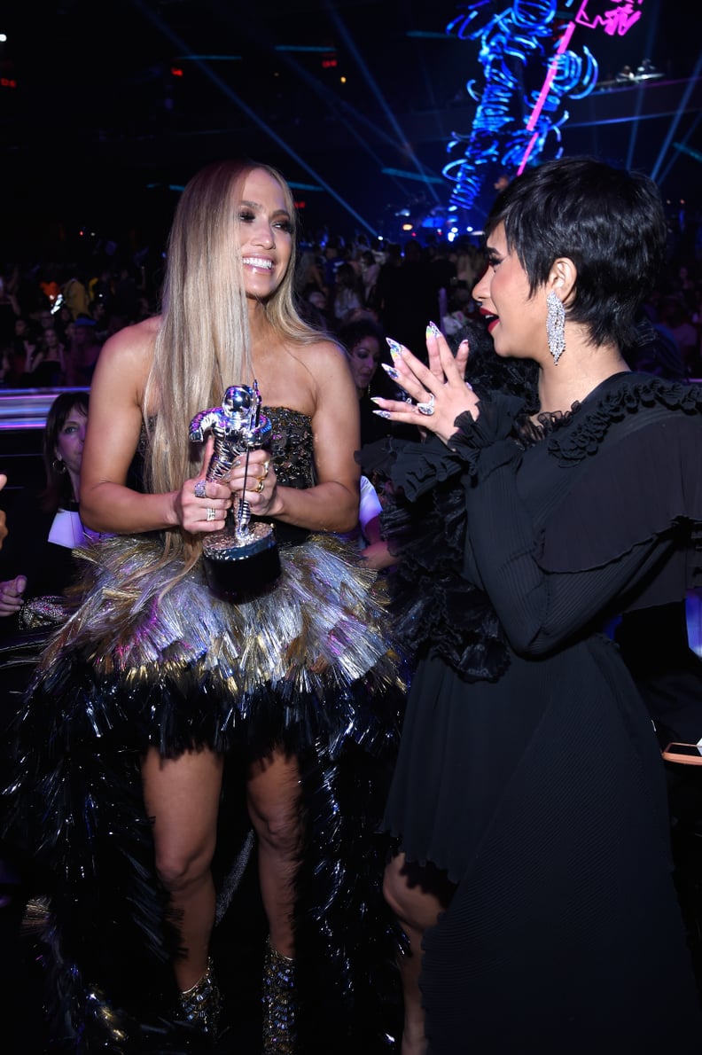 Jennifer Lopez and Cardi B at the 2018 MTV VMAs