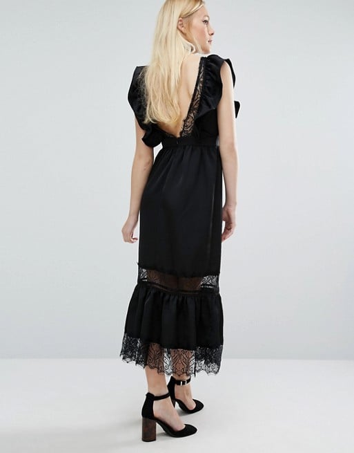 Lost Ink Deep V Dress in Satin and Lace ($83) | 25 Party Dresses Under ...