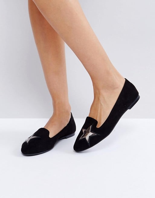 London Rebel Star Detail Flat Shoes