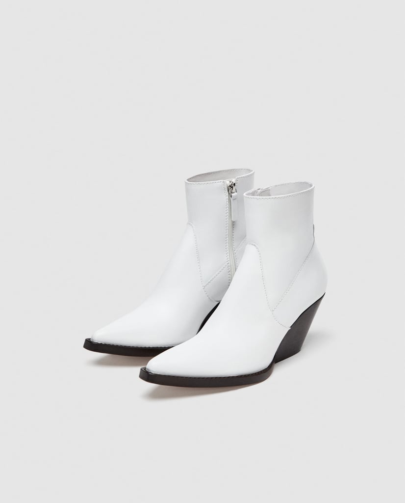 Zara Leather Cowboy Ankle Boots
