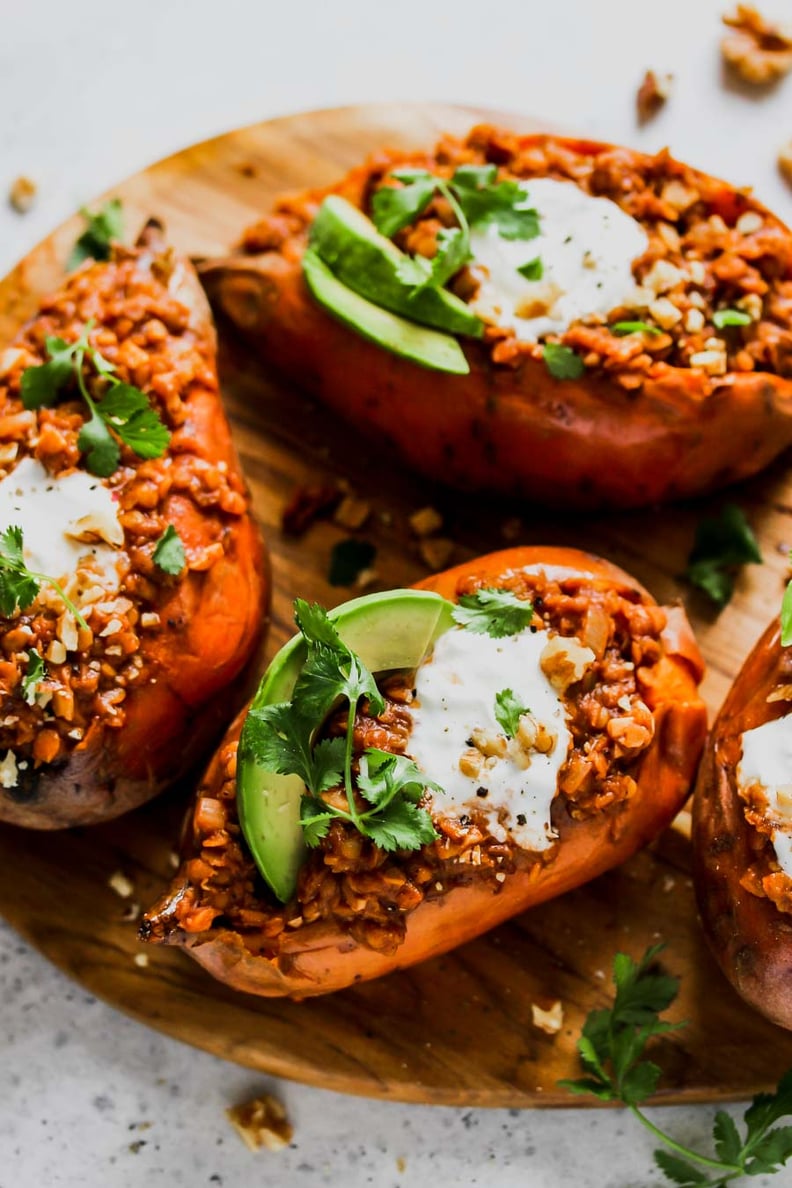 Smoky Lentil-Stuffed Sweet Potatoes