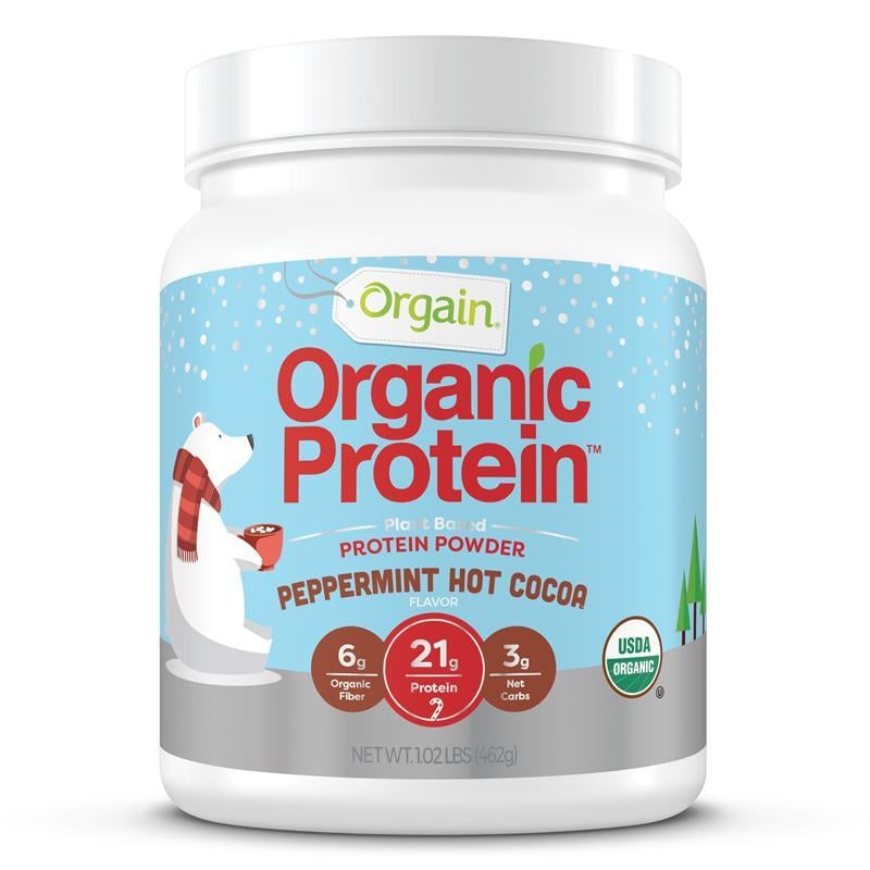 Orgain Organic Plant Based Protein Powder, Peppermint Hot Chocolate