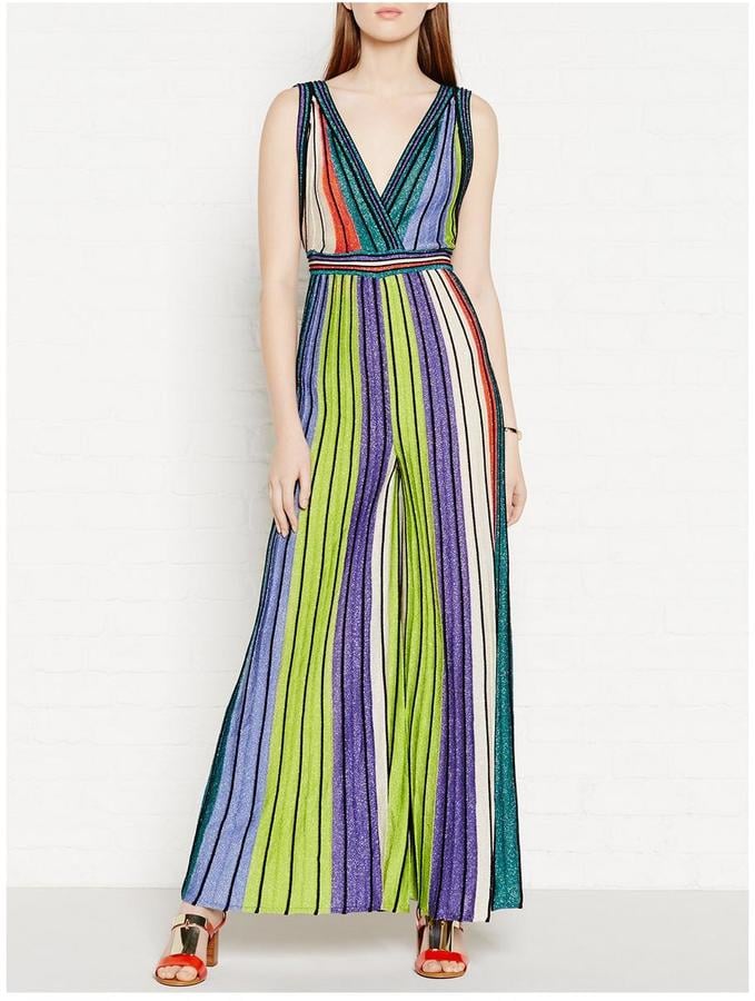 M Missoni Lurex Stripe Plunging Neckline Jumpsuit (900) Jumpsuits to