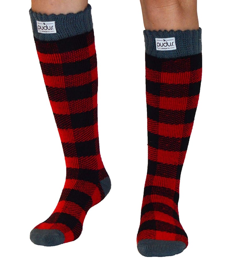Pudus Adult Tall Boot Socks in Lumberjack Red