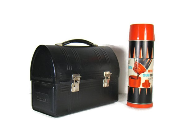 metal lunch box and thermos combo