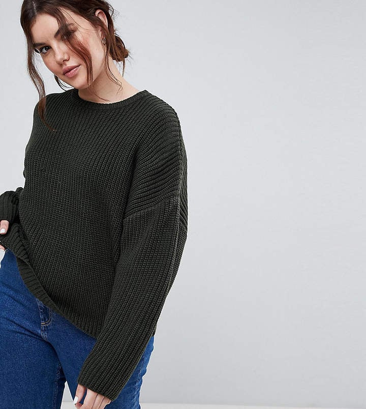 Asos Chunky Jumper In Crop With Volume Sleeve