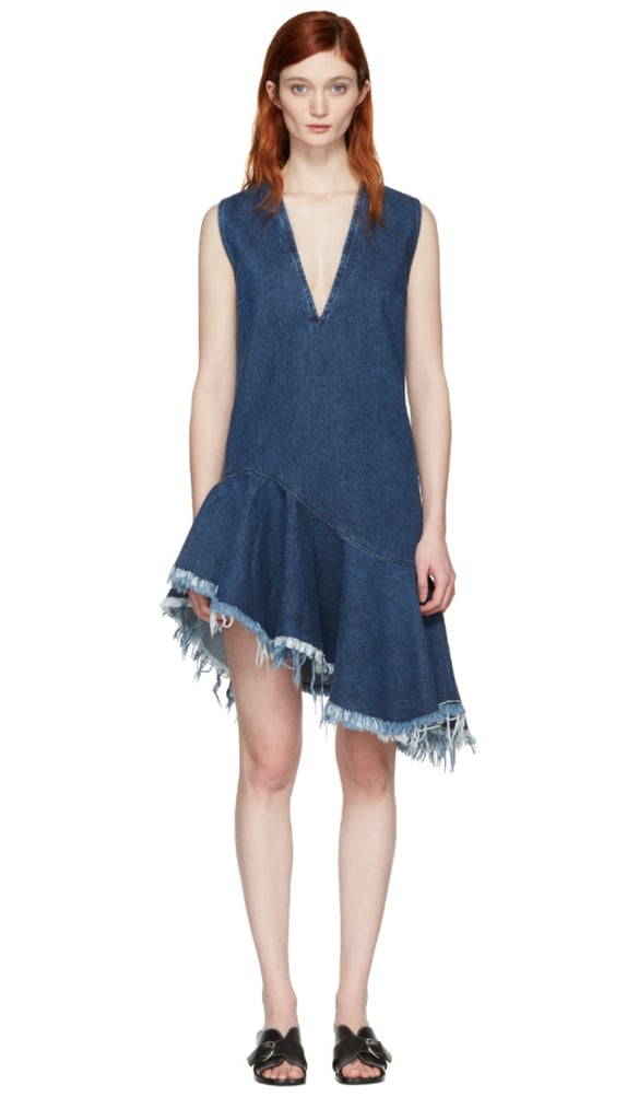 Marques Almeida Blue Denim V-Neck Dress