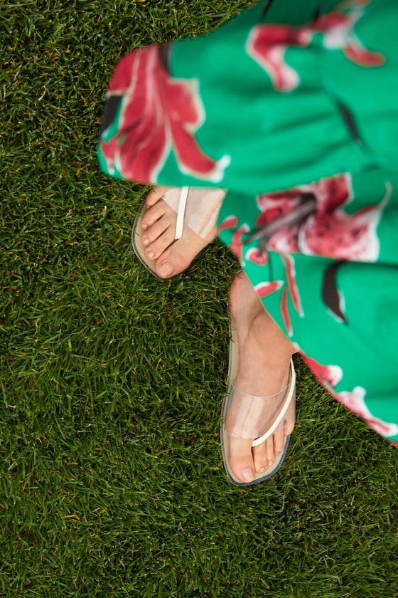 Vinyl Cross Strap Flat Sandal