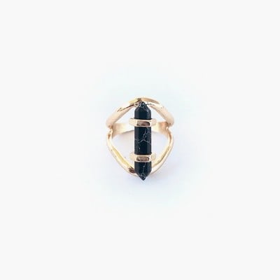 Sanctuary Project Semi Precious Black Howlite Crystal Ring