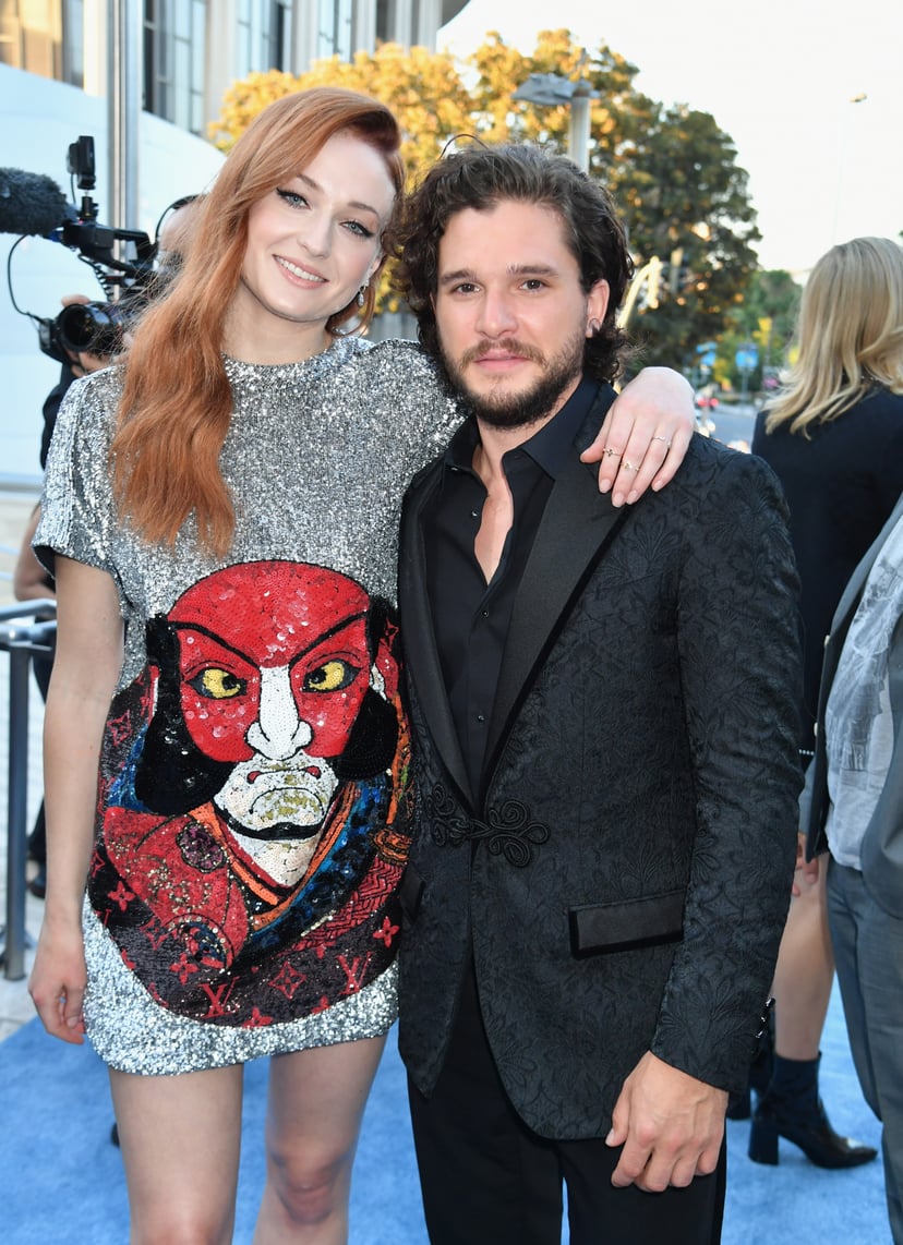 LOS ANGELES, CA - JULY 12: Actors Sophie Turner (L) and Kit Harrington at the Los Angeles Premiere for the seventh season of HBO's 