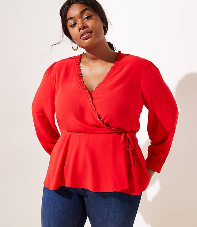 Loft Plus Ruffle Wrap Blouse | Best Holiday Tops | POPSUGAR Fashion Photo 5