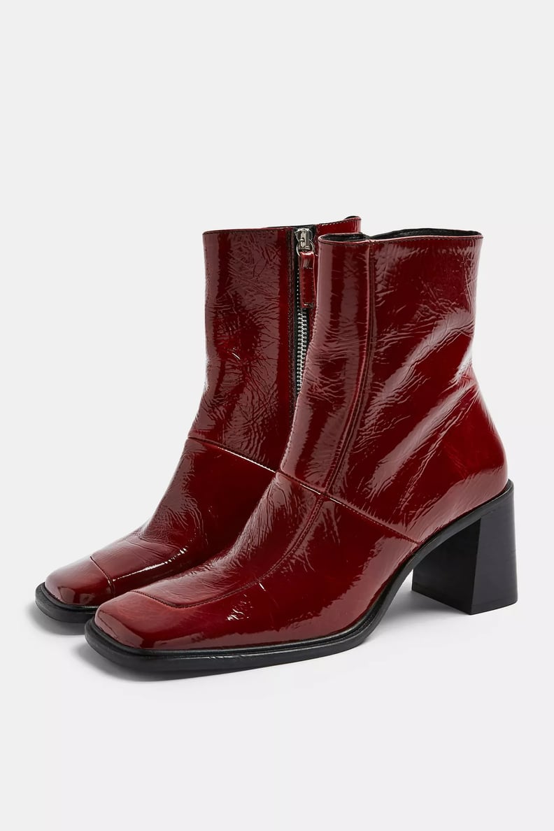 Topshop Milan Red Block Leather Boots