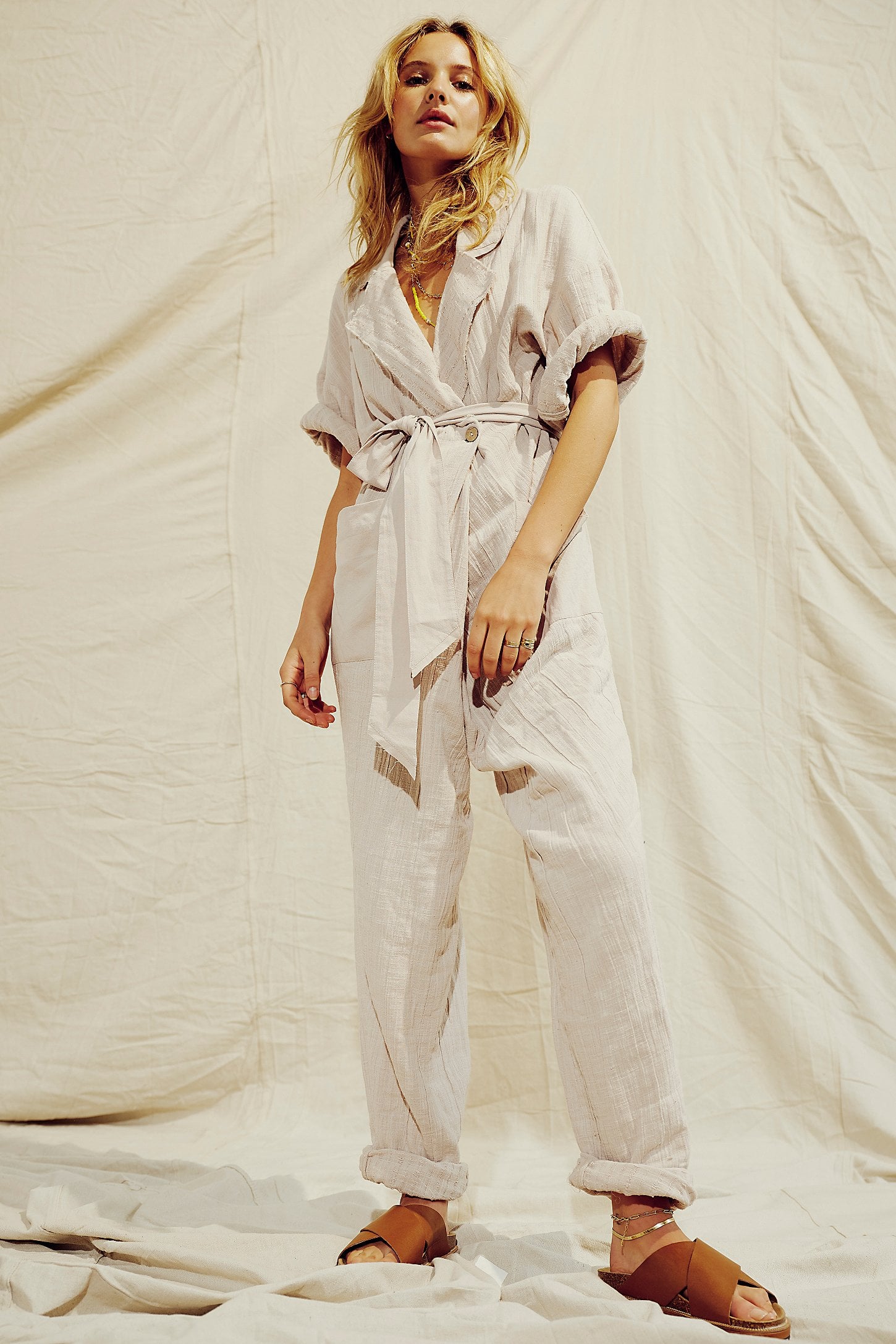 Free people sale linen jumpsuit