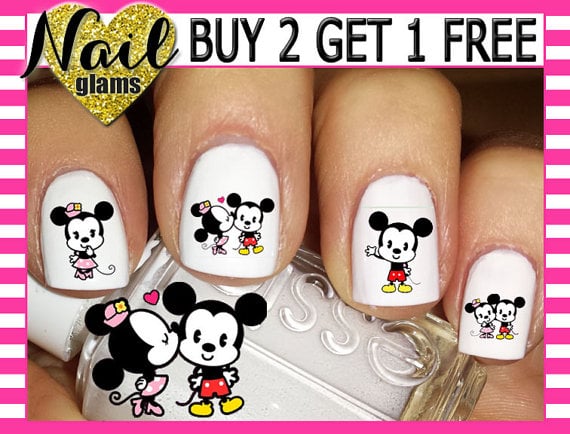 60 Nail Decals - Mickey Minnie CUTIES KISS - VALENTINES ($6)