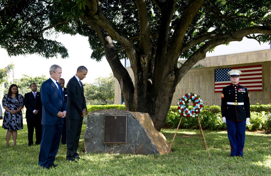 In July 2013, President Obama and former President Bush attended a wreath-laying ceremony to honor the victims of the 1998 US Embassy bombing in Tanzania.