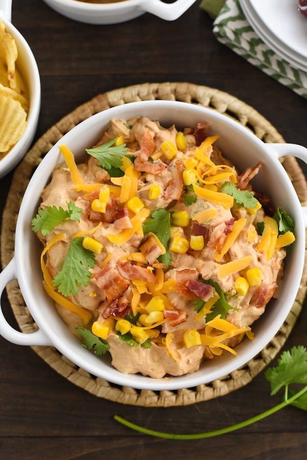 Smoky Barbecue Chicken, Bacon, and Corn Dip