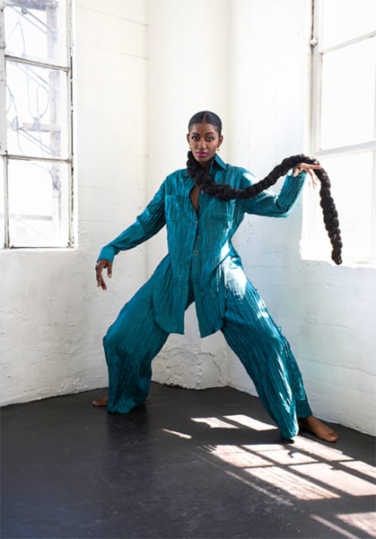 IZAYLA Tie-Front Jumpsuit in Midnight Teal
