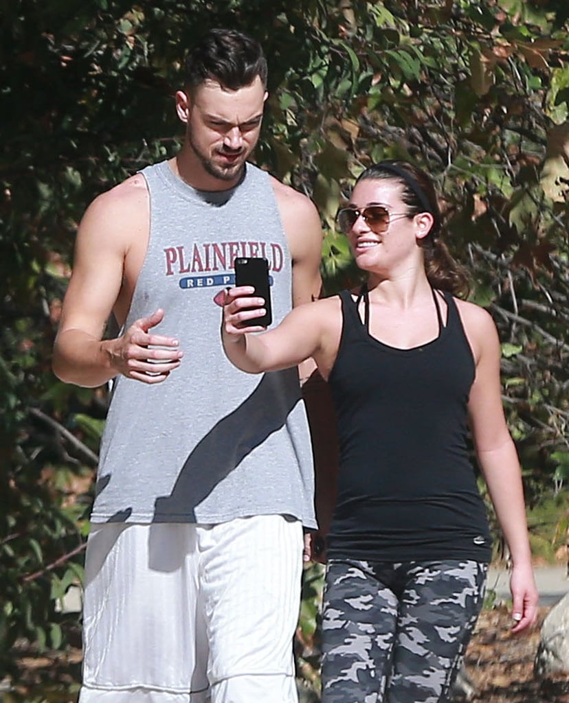 Lea Michele was all smiles on her hike with boyfriend Matthew Paetz in LA on Saturday.