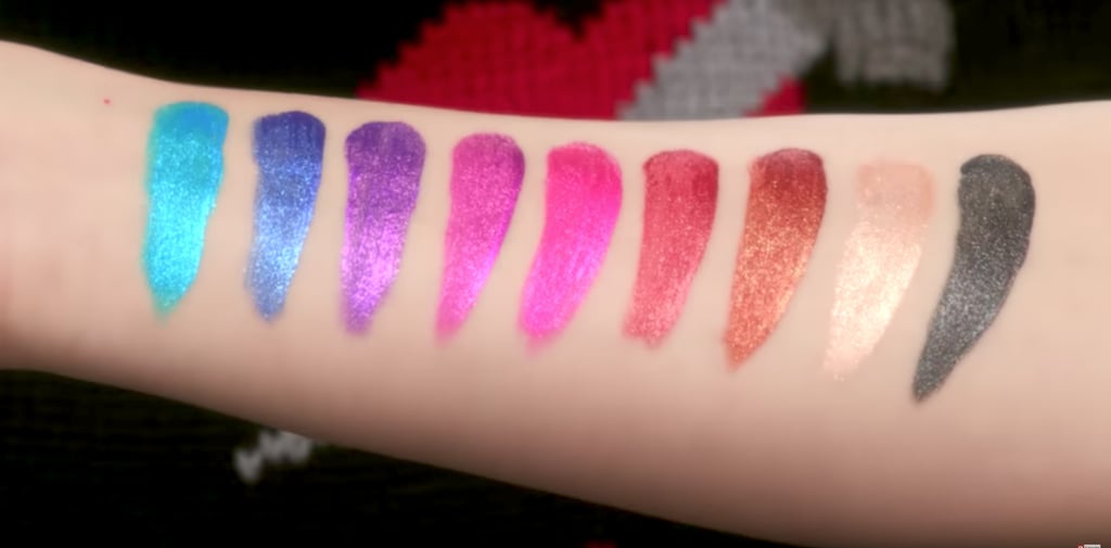 The nine hues feature two blues ("Satellite" and "Reverb"), a purple ("Razzle"), and two pinks ("Dazzle" and Shockful," named for Kat Von D's "favorite made up word"). "Rocker" is "a burnt blood red with a copper-gold shimmer to it." Fans of Kat Von D's Metal Crush Collection will remember "Thunderstuck," which debuted there. Finally, "Wizard" is a magical black.