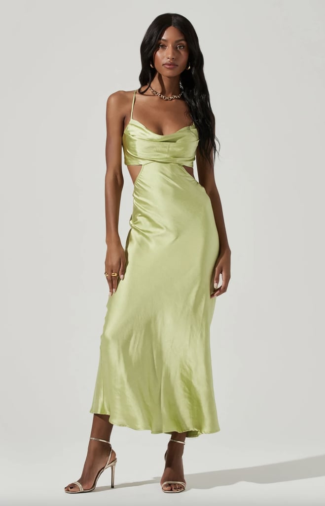 Astr the Label Colette Satin Cutout Midi Dress