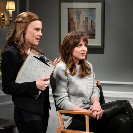 Dakota Johnson Fifty Shades of Grey Junket Skit on SNL