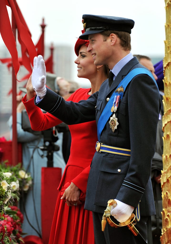 Prince William and Kate Middleton waved in sync during the June 2012 Diamond Jubilee celebrations in London.