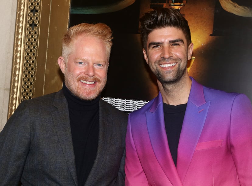 NEW YORK, NEW YORK - OCTOBER 17: Jesse Tyler Ferguson and Justin Mikita pose at the opening night for the new play 