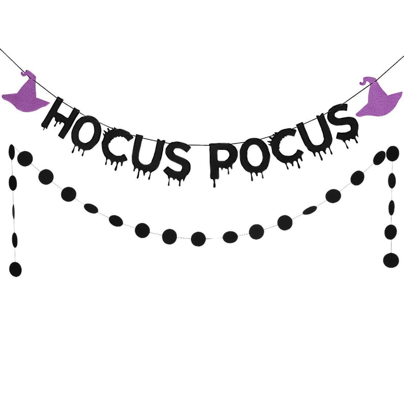 Black Glittery Hocus Pocus Banner and  Circle Dots Garland