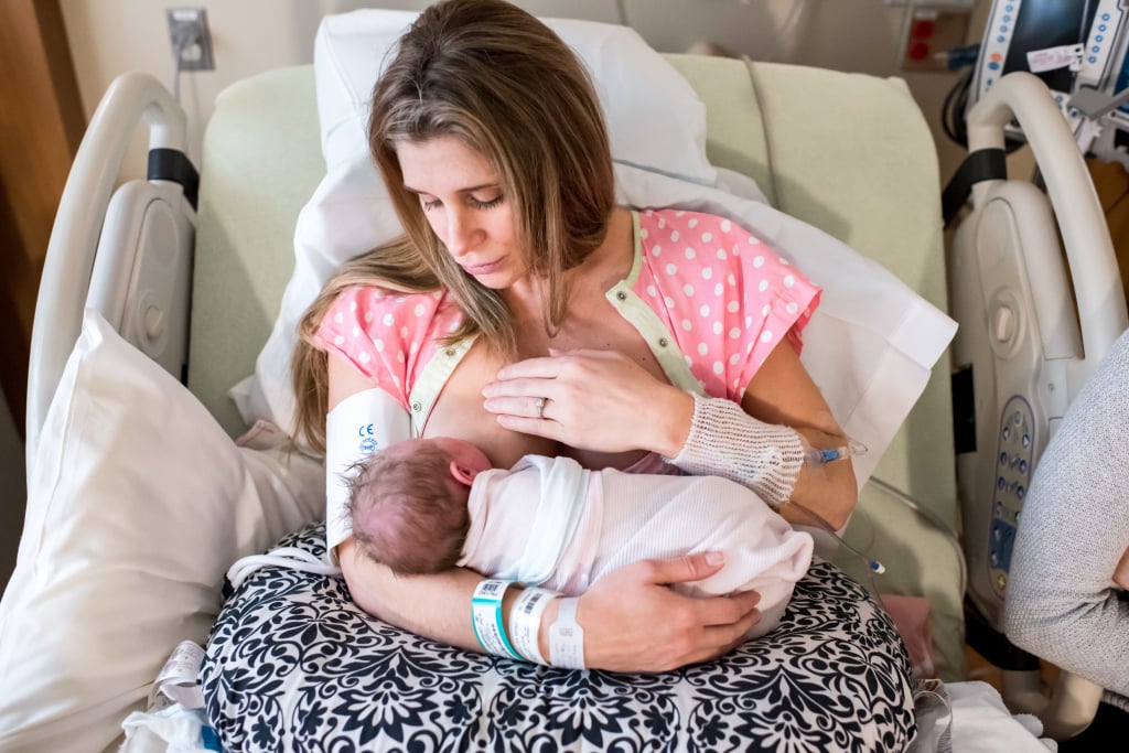 Tearful Rainbow Baby Birth Photo