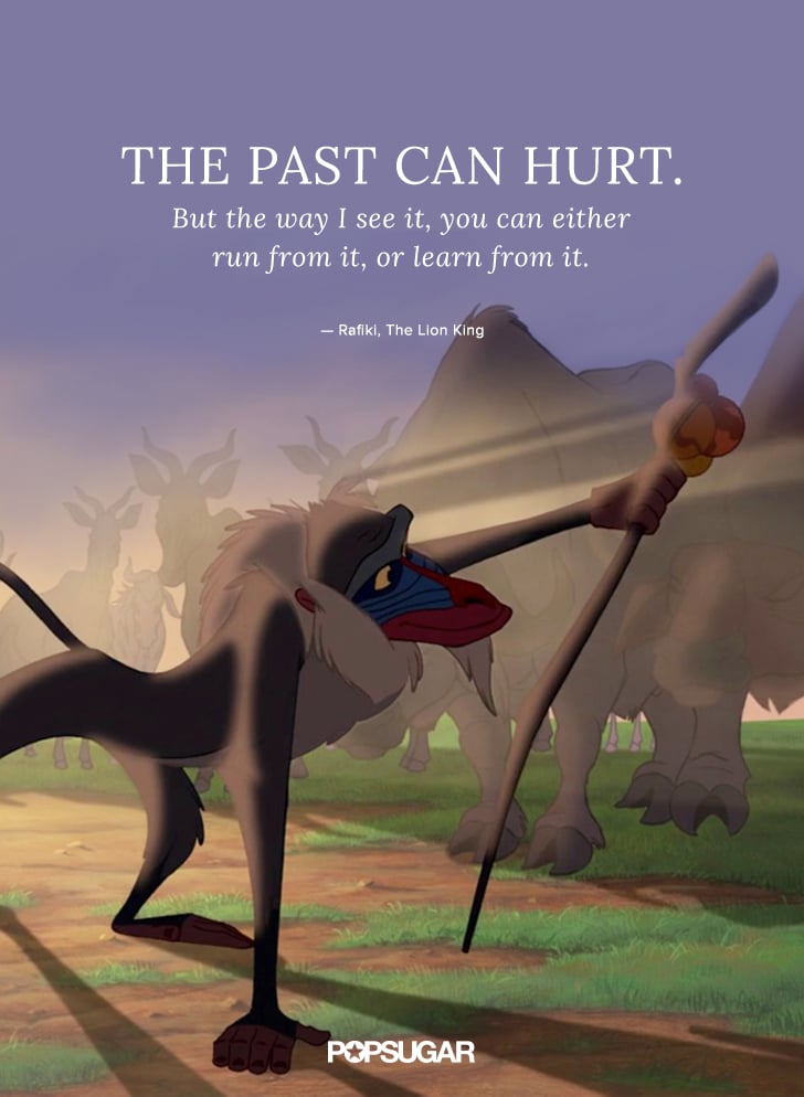 "The past can hurt. But the way I see it, you can either run from it, or learn from it." — Rafiki, The Lion King