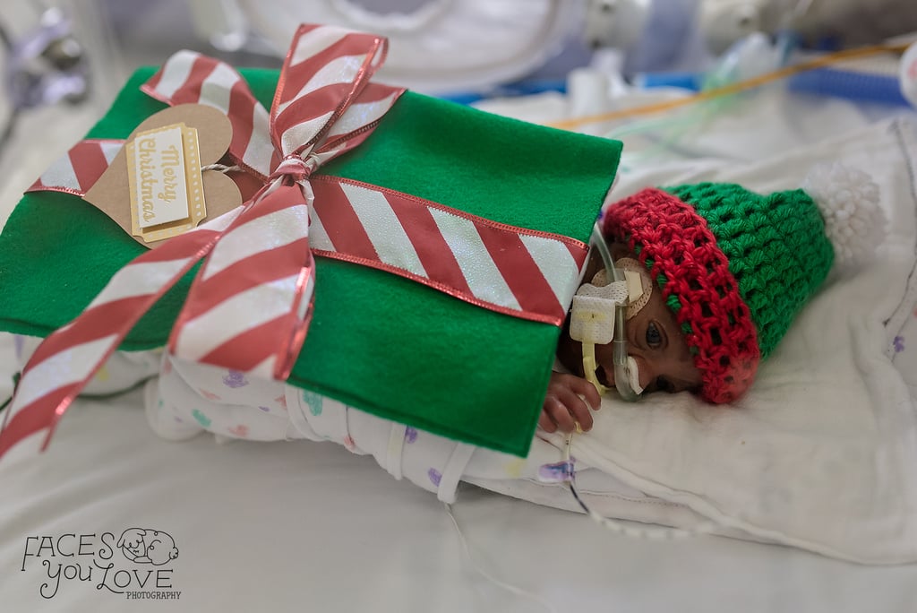 Photos of Preemies Dressed as Presents Meeting Santa Claus