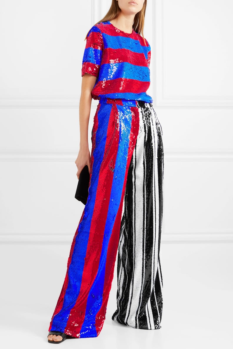 Halpern Striped Sequined Set