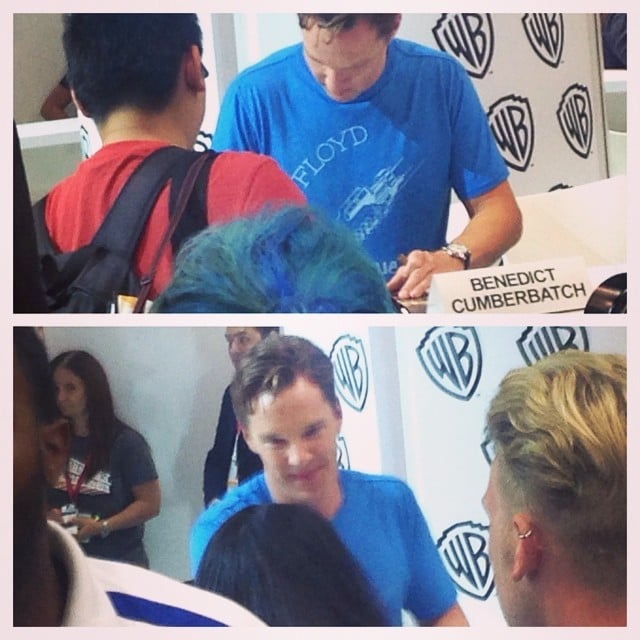 Benedict Cumberbatch and the rest of #TheHobbit cast is signing at the @wb booth. It is MADNESS.