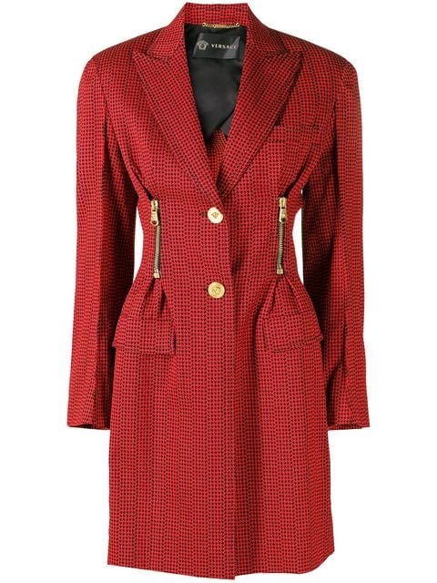 Versace Patterned Single Breasted Coat