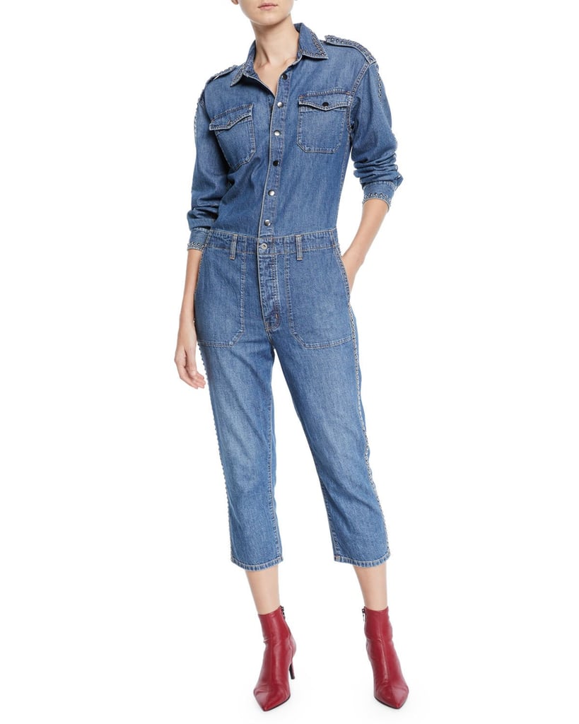Current/Elliott The Crew Coverall Cropped Denim Jumpsuit