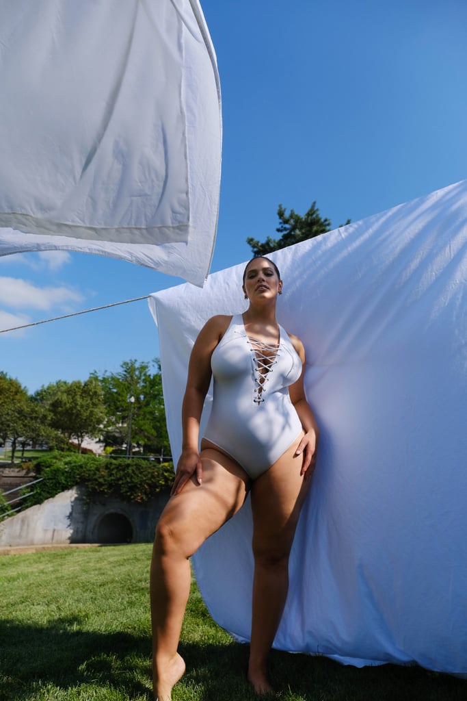 Ashley graham x swimsuits for all ceo black lace up one piece swimsuit 2025
