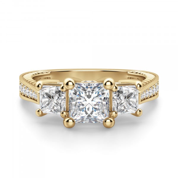 Diamond Nexus Sage Three Stone Princess Cut Engagement Ring