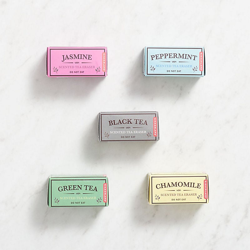 Scented Tea Erasers ($5)
When you can't slip away from your desk for high tea, take a whiff of these elegant erasers, each scented with a different kind of delicious tea.
