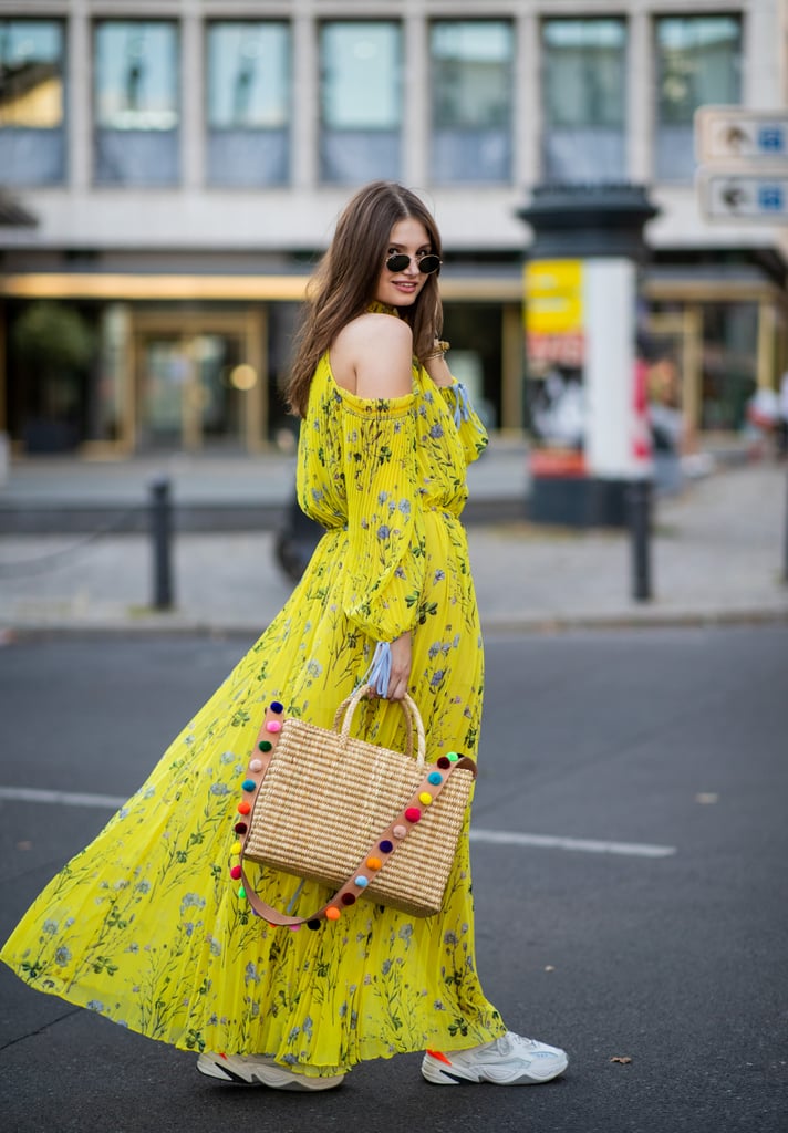 Carry a basket bag with your floral dress.