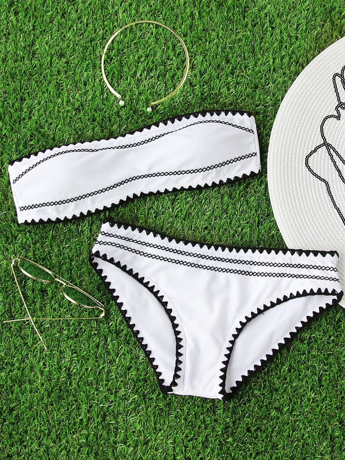 Shein Contrast Trim Bandeau Bikini Set | Swimsuits on Shein | POPSUGAR ...