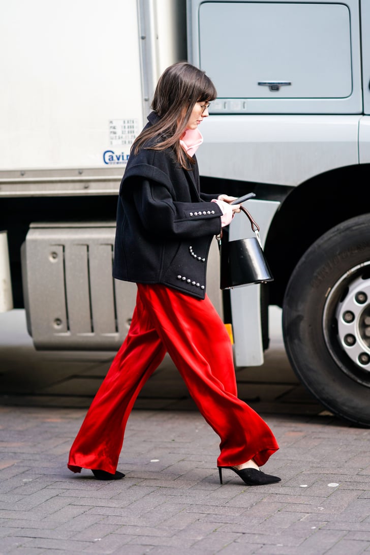 Red Silk Trousers | 35 Pant Outfit That — Gasp! — Aren't Jeans | Fashion Photo