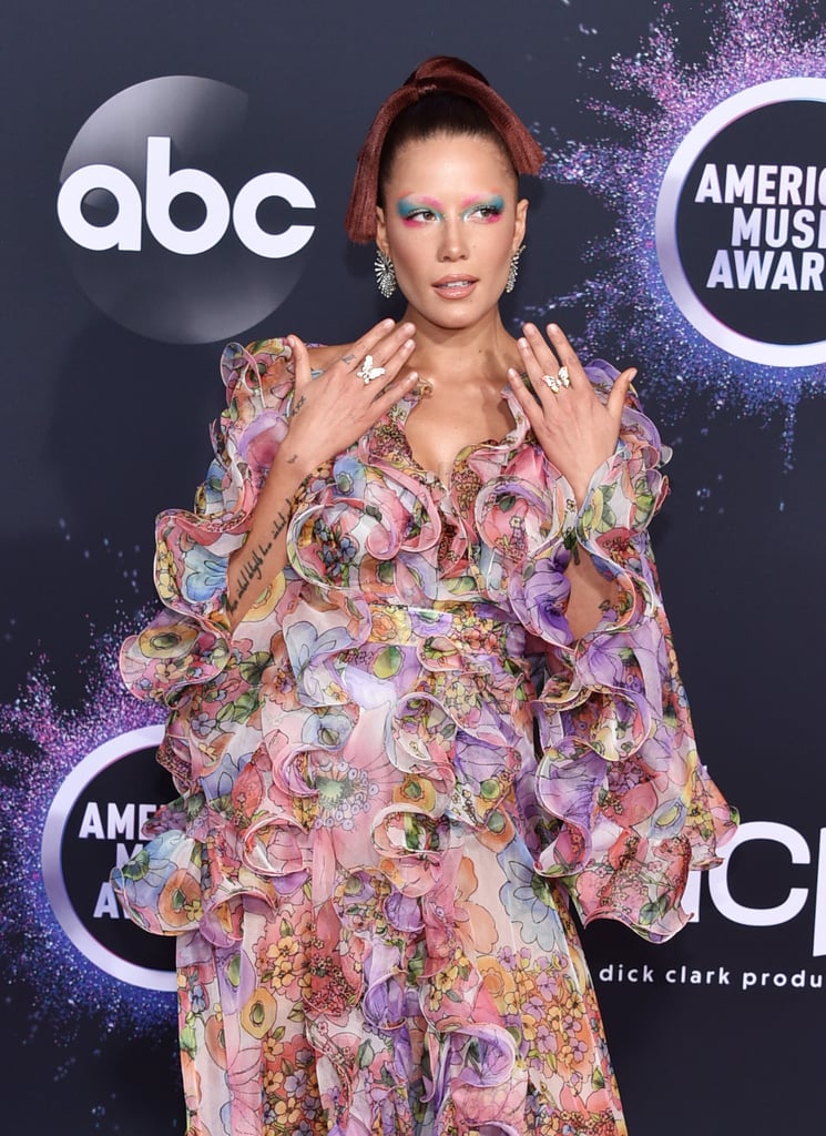 Halsey's Groovy Floral Gown and Butterfly Rings at the AMAs